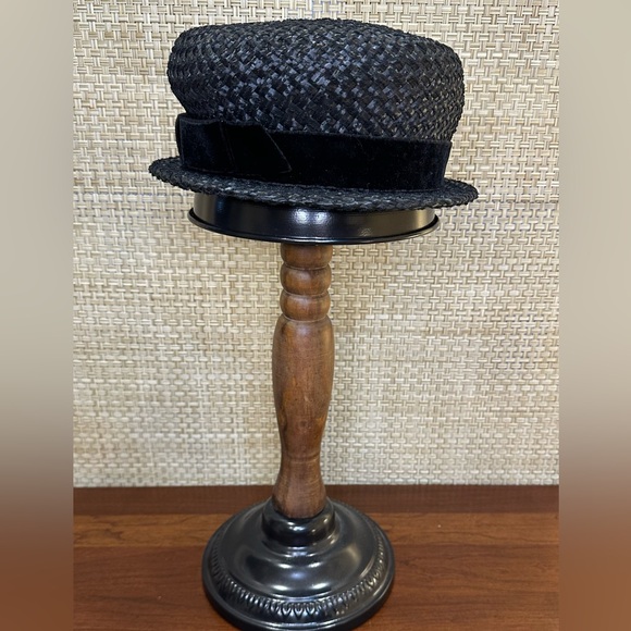 VTG 1960s Suzi B Black Raffia Straw Bubble Hat main image 5